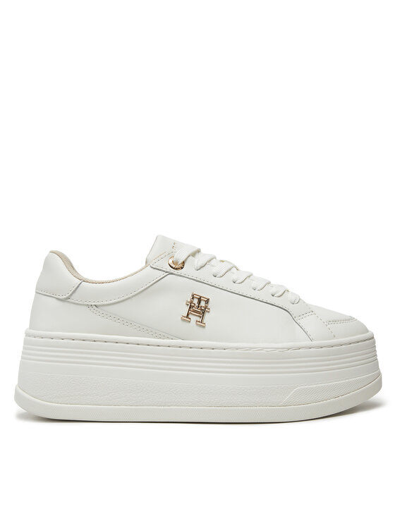 Tommy Hilfiger Tenisice Tommy Hilfiger Th Platform Sneaker Lthr FW0FW08209 Écru