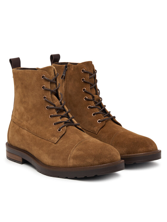 Tommy Hilfiger Šnurovacia obuv Tommy Hilfiger Cleated Hilfiger Sde Moc Boot FM0FM05964 Tmavo hnedá