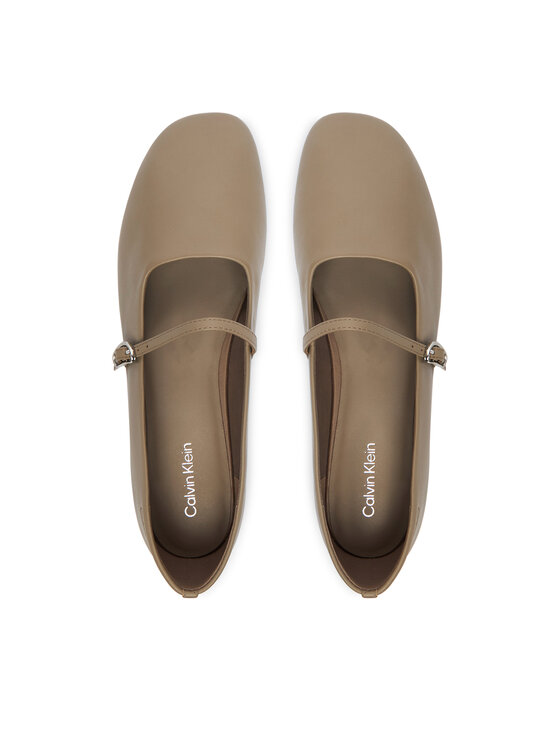 Calvin Klein Baleríny Calvin Klein Oblique Ballerina Mj Lth Hdw HW0HW02847 Hnedá