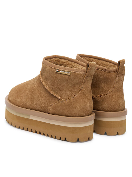 Tommy Jeans Śniegowce Tommy Jeans Tjw Flatform Snow Boot Suede EN0EN02841 Brązowy