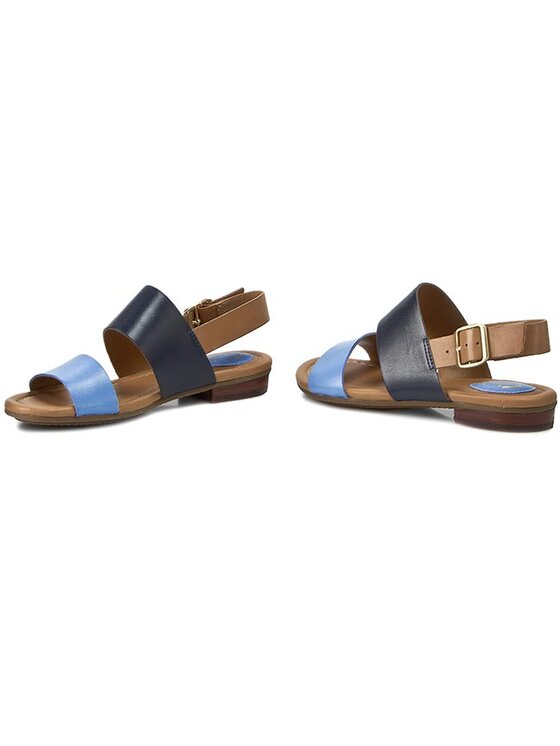Sandały Clarks Viveca Aztek 261164614 Blue Combi Lea | Eobuwie.com.pl