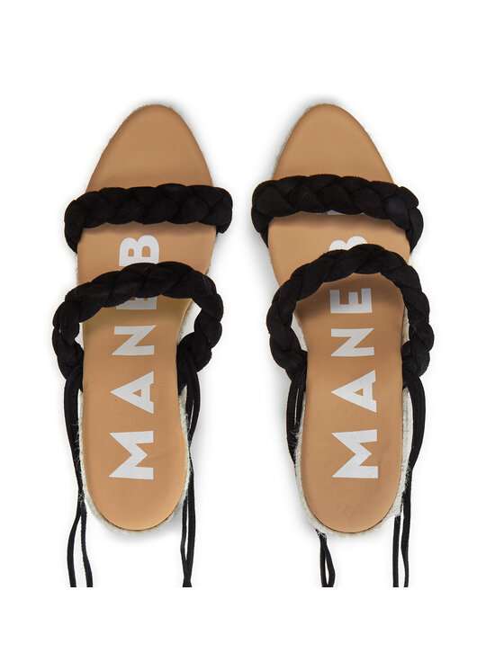 Manebi Еспадрильї Manebi Hamptons Two Braided Bands Wedge Espadrilles K 1.0 WE Чорний
