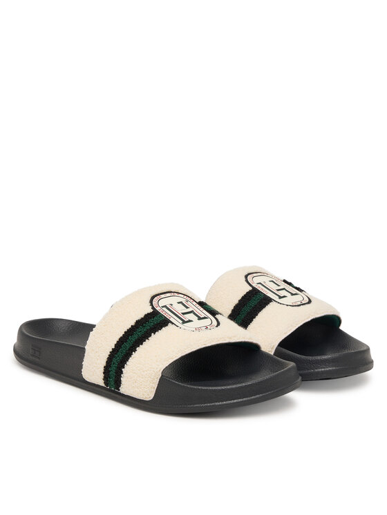 Tommy Hilfiger Natikači Tommy Hilfiger Hilfiger Towelling Pool Slide FM0FM06007 Kremna