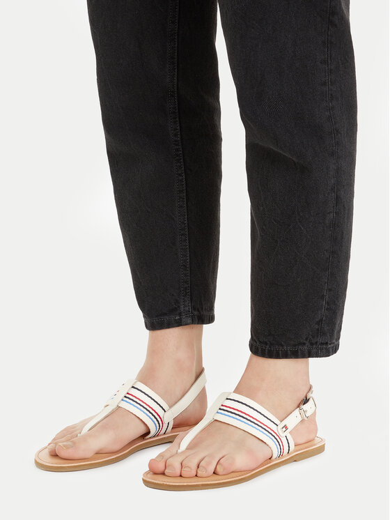 Tommy Hilfiger Sandali Tommy Hilfiger Flat Sandal Stripes FW0FW07924 Bež