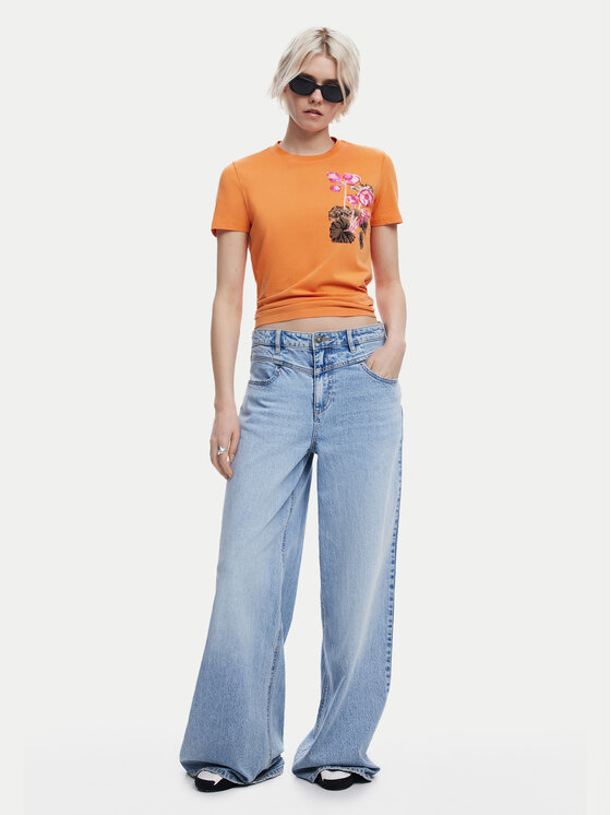 Desigual Desigual Футболка Botanical 25SWTK48 Оранжевий Slim Fit