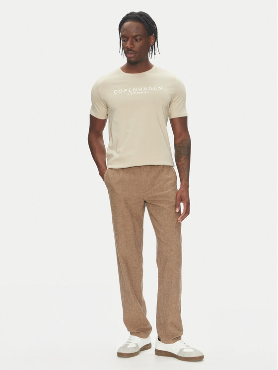 Lindbergh Lindbergh Marškinėliai 30-400200 Smėlio Relaxed Fit