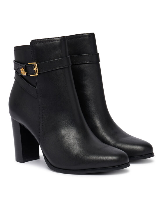 LAUREN RALPH LAUREN Botine LAUREN RALPH LAUREN Brooke II Calfskin Bootie Heel 802974475004 Negru