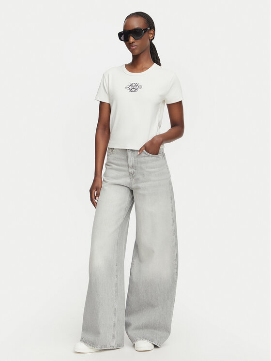HUGO HUGO Camiseta Delanor_4 50570857 Blanco Cropp Fit