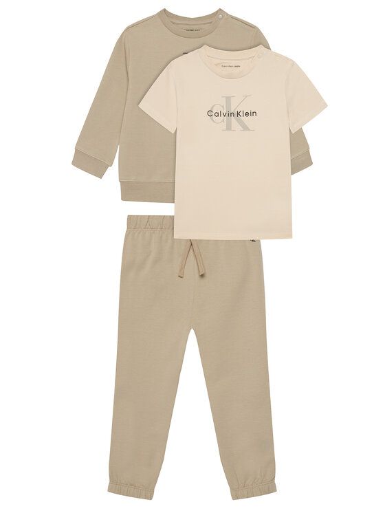 Calvin Klein Jeans Calvin Klein Jeans Pulóver, blúz és nadrág szett Monogram IN0IN00336 Bézs Regular Fit