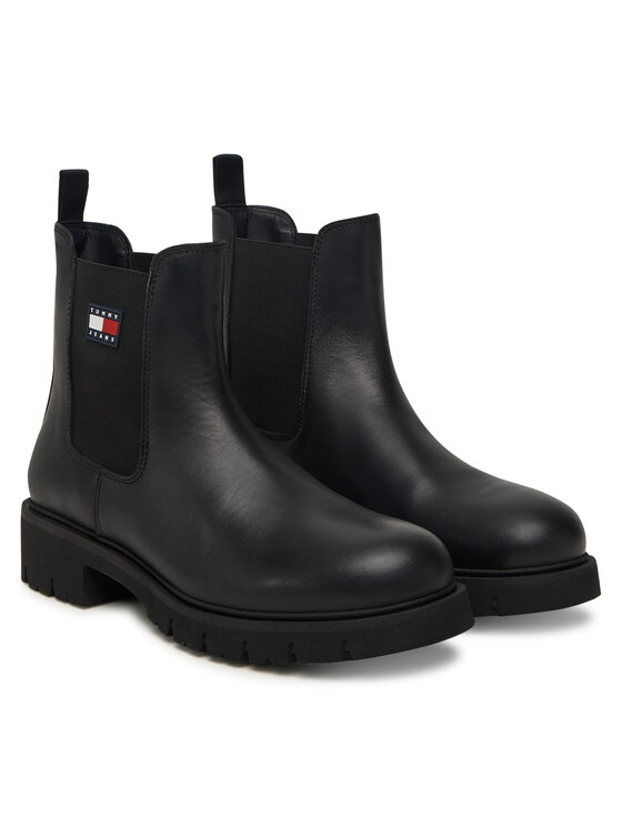 Tommy Jeans Боти тип челси Tommy Jeans Tjw Chelsea Leather Boot EN0EN02825 Черен