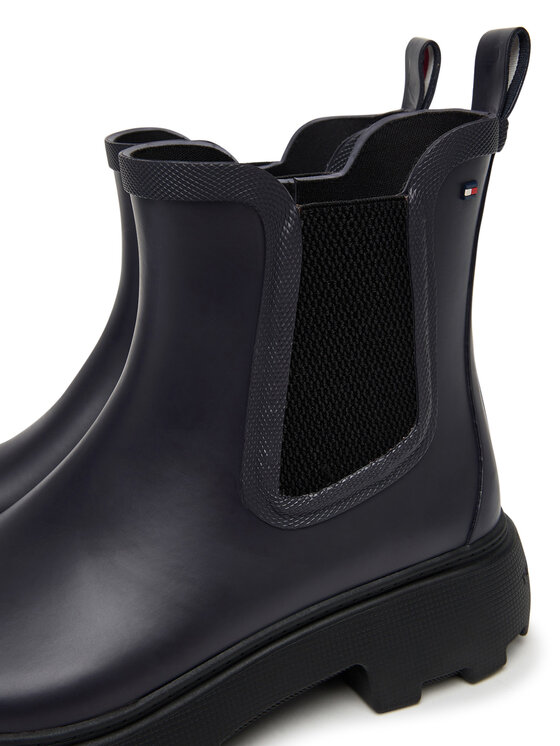 Tommy Hilfiger Gumijas zābaki Tommy Hilfiger Rubber Flag Cleated FW0FW08637 Tumši zils