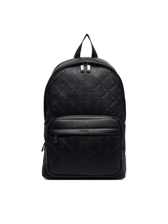 Calvin Klein Раница Calvin Klein Emblem Aop Deboss Round Backpack LV04D3560G Черен