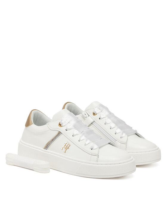Tommy Hilfiger Sneakersy Tommy Hilfiger Low Cut Lace-Up Sneaker T4A9-33933-0206 S Biały