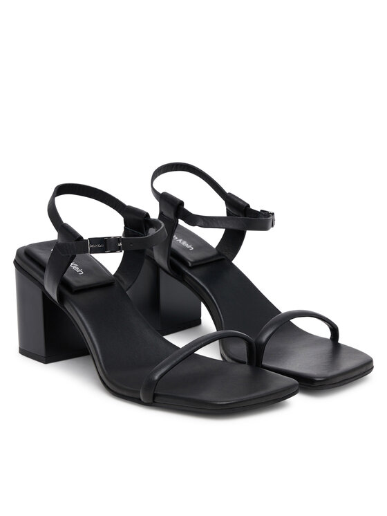 Calvin Klein Sandali Calvin Klein Block Heel Sandal 75 Lth HW0HW02650 Črna