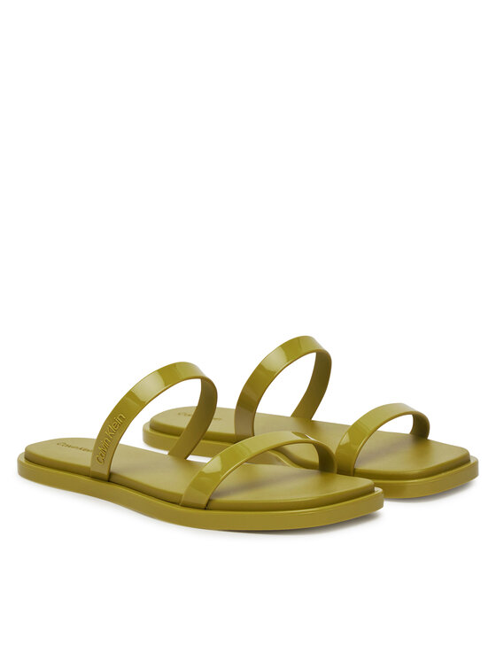 Calvin Klein Чехли Calvin Klein Double Bar Slide - Jelly HW0HW02417 Зелен