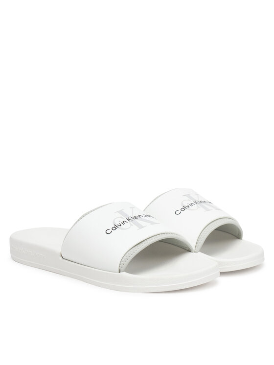Calvin Klein Jeans Ciabatte Calvin Klein Jeans Slide Rubber Neoprene Monologo YM0YM00361 Bianco
