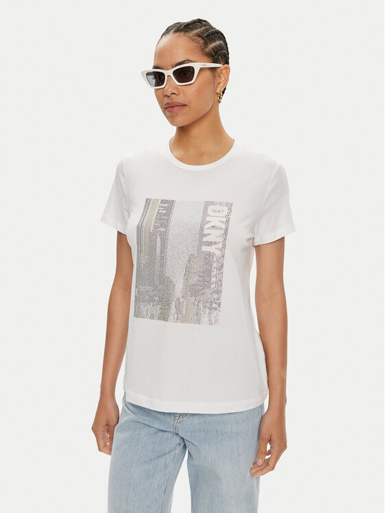 DKNY DKNY Póló P4DHQWNA Fehér Regular Fit