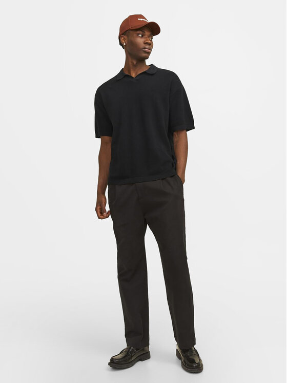 Jack & Jones Jack & Jones Поло Linen 12252748 Чорний Regular Fit