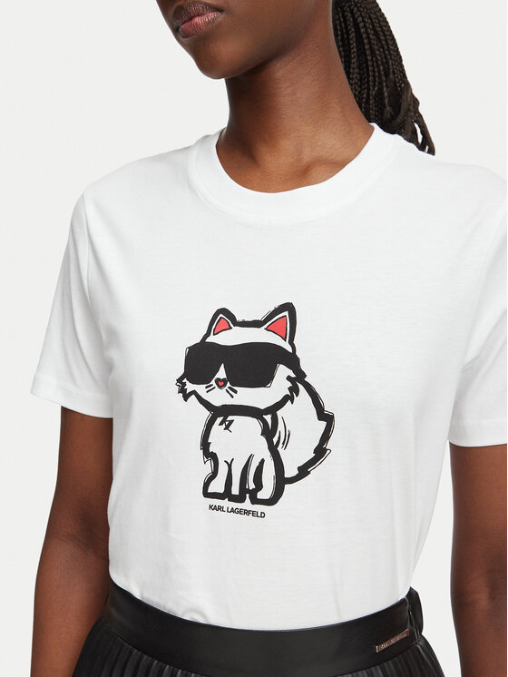 KARL LAGERFELD KARL LAGERFELD Camiseta Ikon Sketch Choupette A1W17128 Blanco Regular Fit