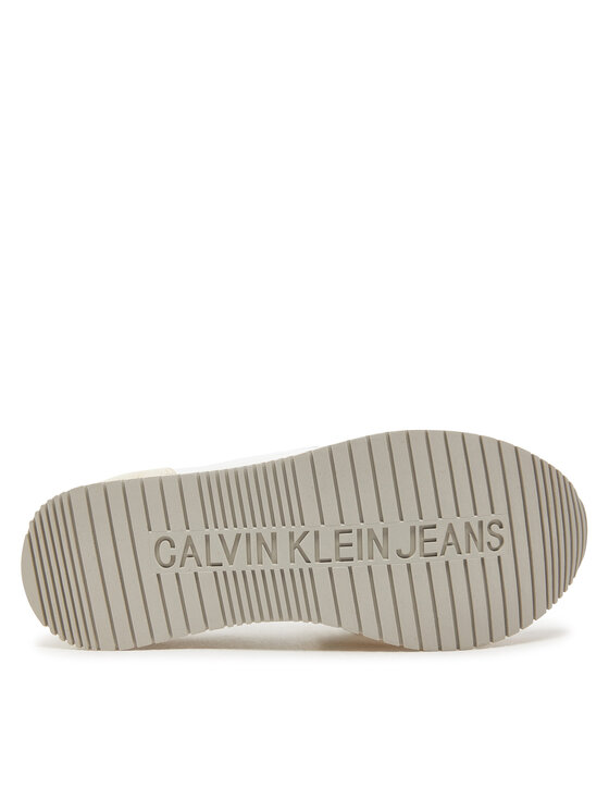 Calvin Klein Jeans Sneakersy Calvin Klein Jeans Runner Sock Laceup Ny-Lth Wn YW0YW00840 Biela