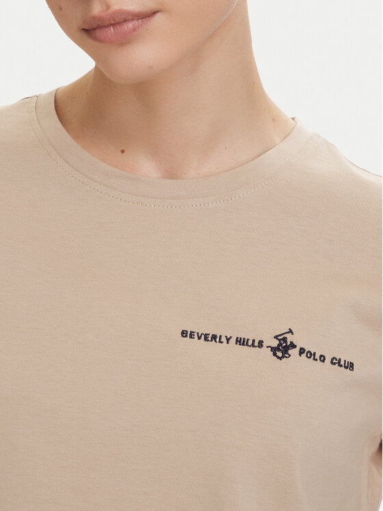 Beverly Hills Polo Club Beverly Hills Polo Club Camiseta P-SS26W-TS085 Beis Regular Fit