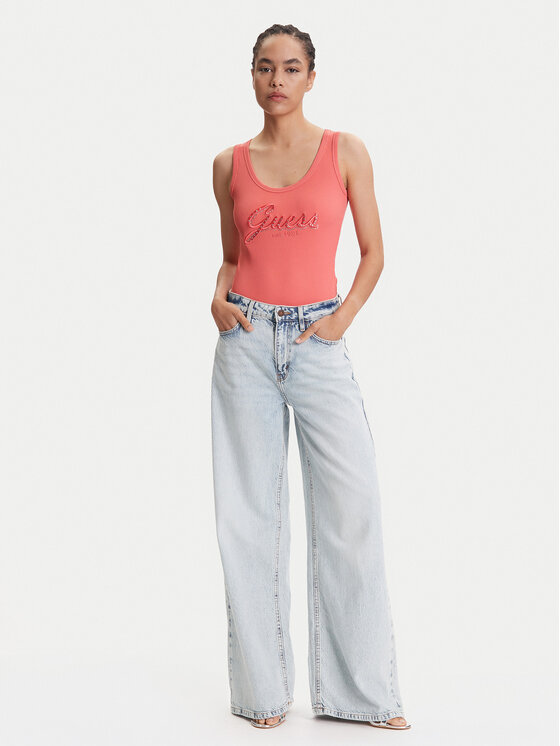 Guess Guess Топ W5YP00 KCXJ2 Рожевий Regular Fit