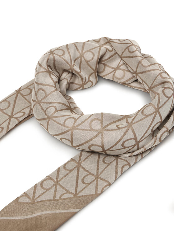 Calvin Klein Naglavna ruta Calvin Klein Emblem Aop Jacquard Square Scarf LV04F8080G Bež