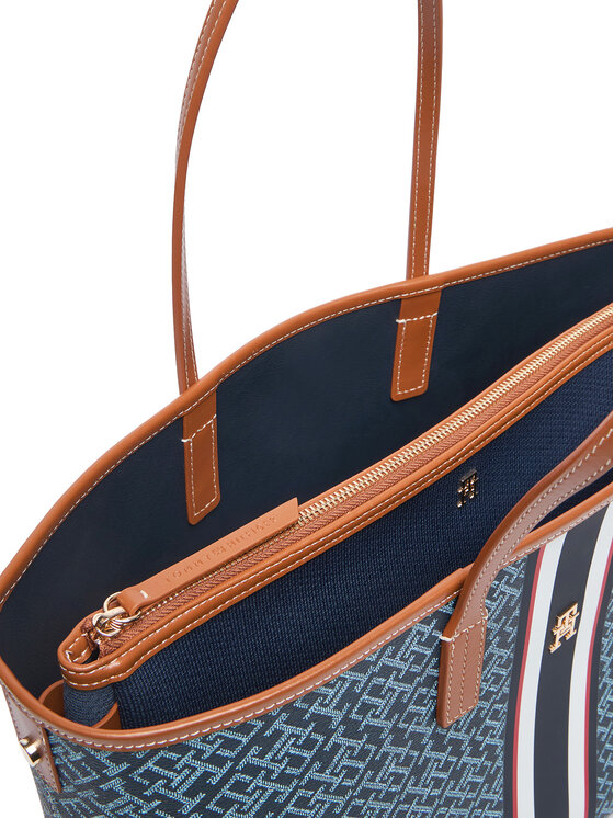 Tommy Hilfiger Geantă Tommy Hilfiger Th Monoplay Tote Stripe Le AW0AW18390 Albastru