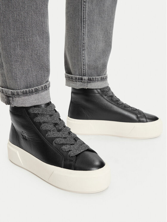Calvin Klein Sneakersy Calvin Klein Flatform Mid Laceup Lth Wl HW0HW03230 Czarny