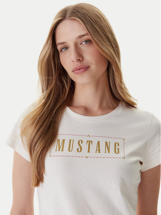 Mustang Mustang Camiseta Loa 1016754 Écru Slim Fit