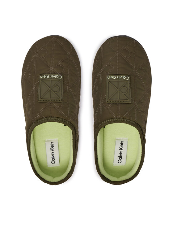 Calvin Klein Пантофи Calvin Klein Home Slipper Quilted Rip Emblem HM0HM02280 Каки