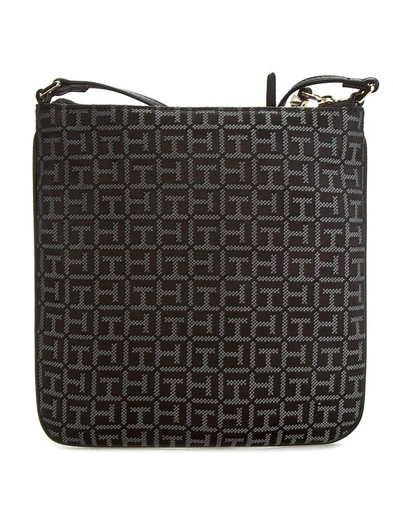 Tommy Hilfiger Bolso Tommy Hilfiger TH Essential Flat Crossover Jacquard AW0AW03088 Negro