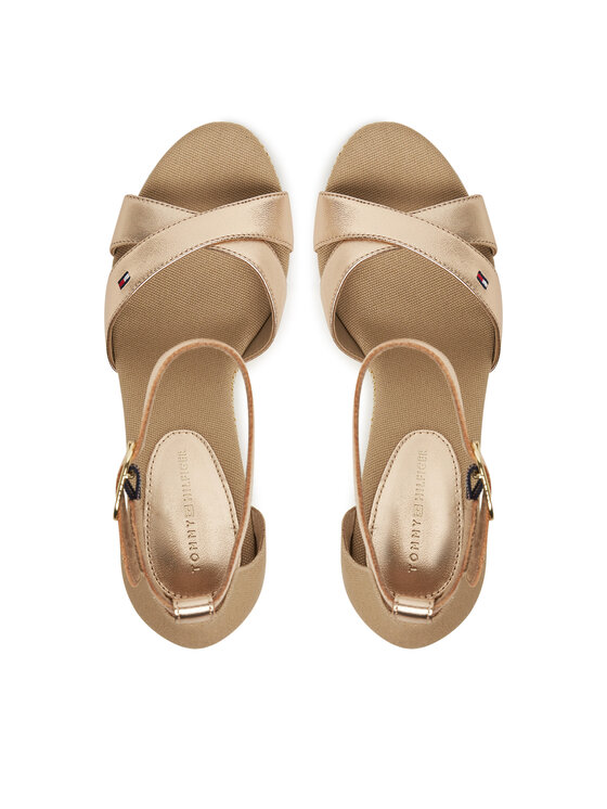Tommy Hilfiger Sandály Tommy Hilfiger Flag Metallic High Wedge Espad FW0FW08811 Zlatá