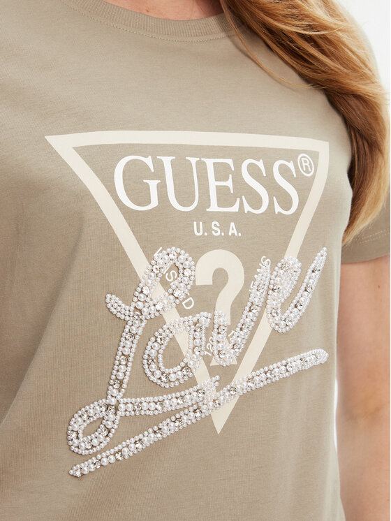 Guess Guess Футболка W5YI40 I3Z14 Зелений Regular Fit