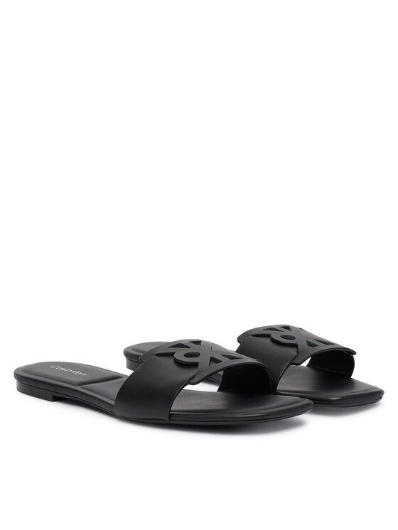 Calvin Klein Nazouváky Calvin Klein Square Flat Sandal Emblem HW0HW03128 Černá