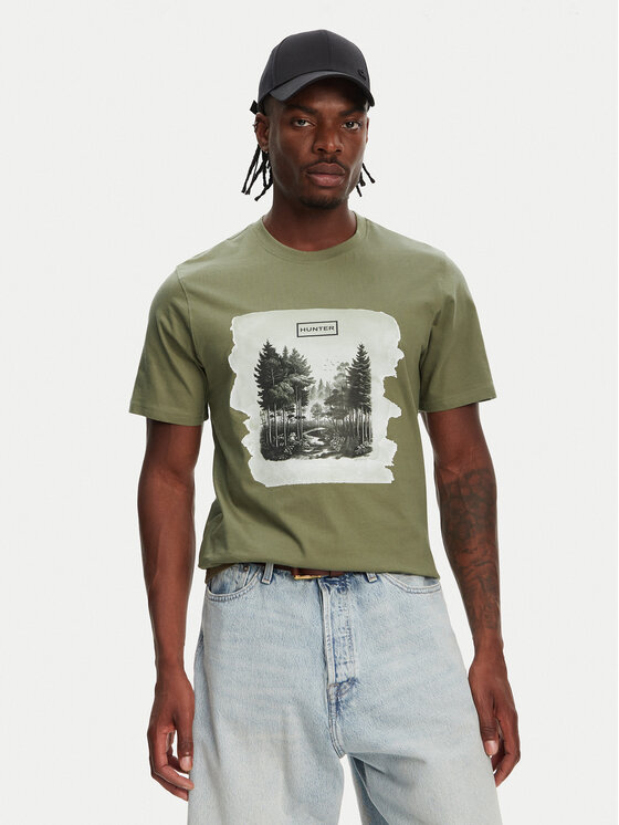 Hunter Hunter T-shirt Duart Graphic HARM0033251 Kaki Regular Fit