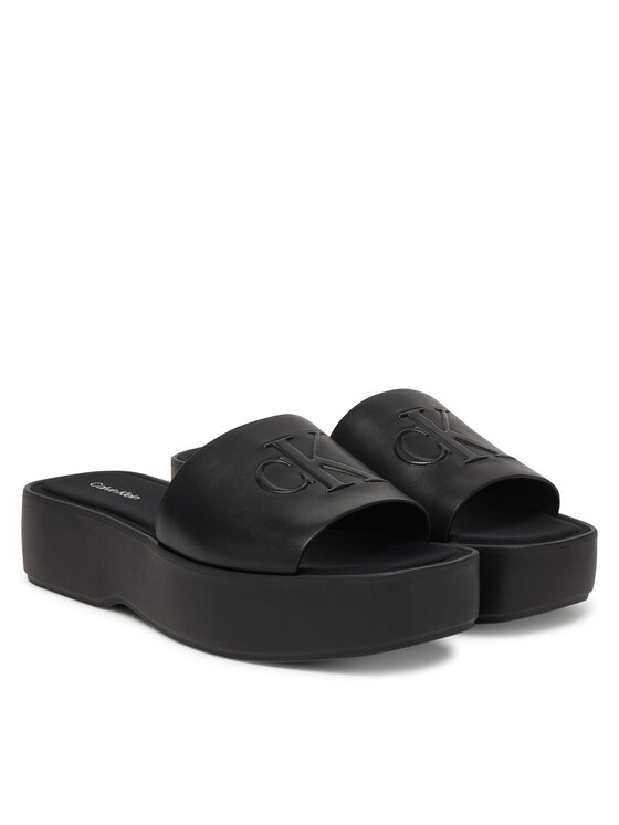 Calvin Klein Natikači Calvin Klein Flatf Sndl Lth Mg HW0HW03026 Črna