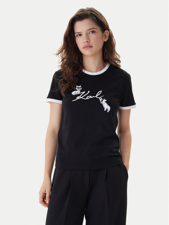KARL LAGERFELD KARL LAGERFELD Camiseta B1W17040 Negro Slim Fit
