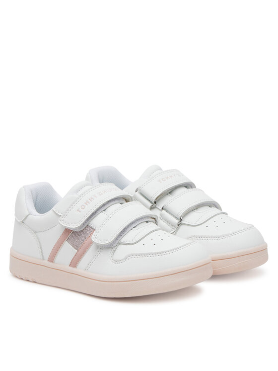 Tommy Hilfiger Snīkeri Tommy Hilfiger Flag Low Cut Velcro Sneaker T1A9-33730-1439 S Balts