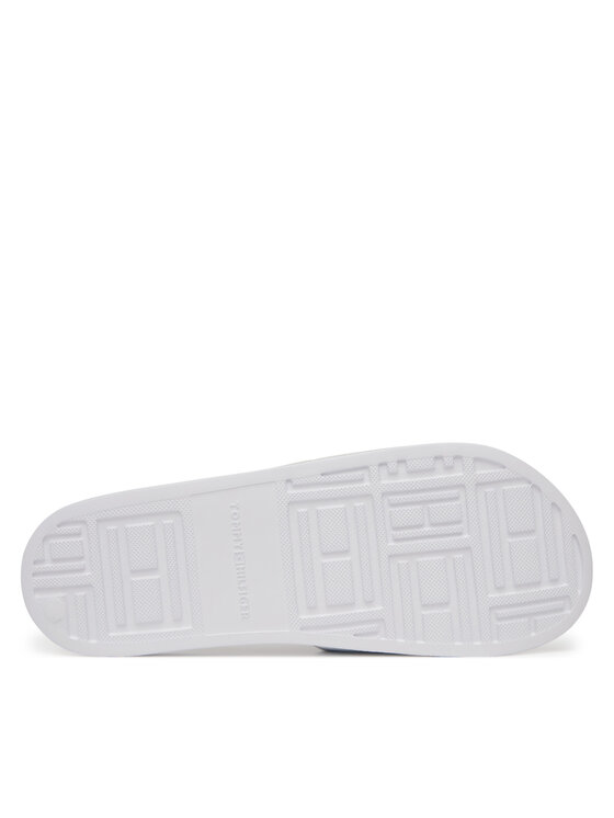 Tommy Hilfiger Şlapi Tommy Hilfiger Hilfiger Print Tumble Pool Slide FM0FM05505 Alb