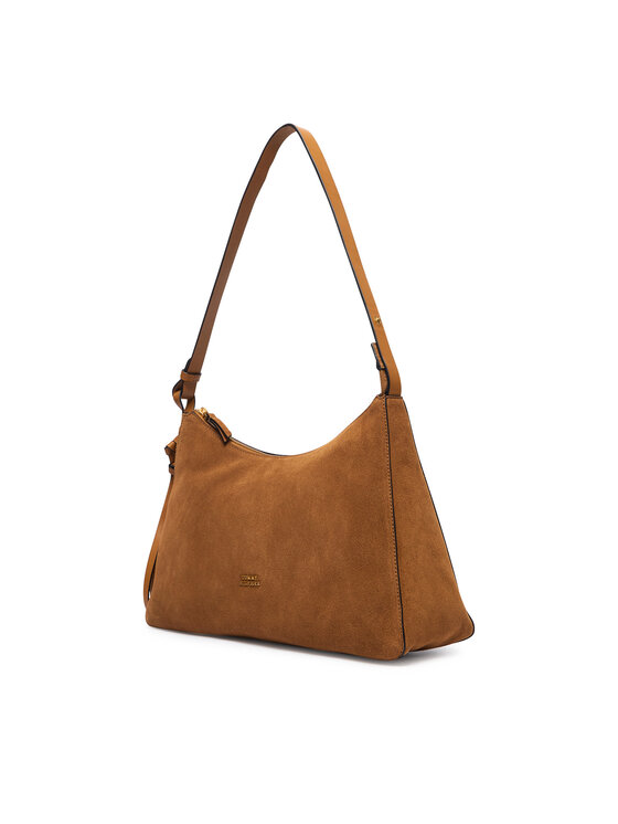 Tommy Hilfiger Ročna torba Tommy Hilfiger Th Statement Shoulder Bag Suede AW0AW18824 Rjava