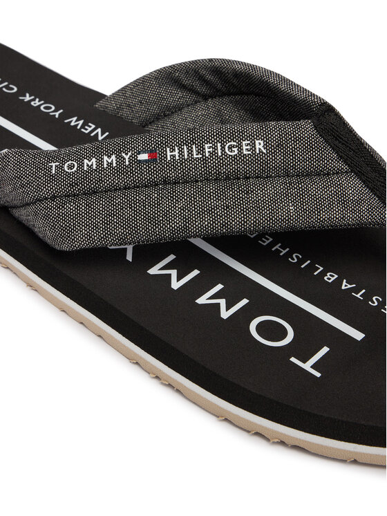 Tommy Hilfiger Čības uz pirksta Tommy Hilfiger Hilfiger Chambray Beach Sandal FM0FM05751 Pelēks