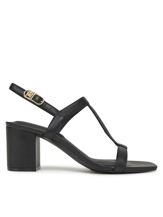 Tommy Hilfiger Сандали Tommy Hilfiger Leather Block Heel Sandal FW0FW08532 Черен