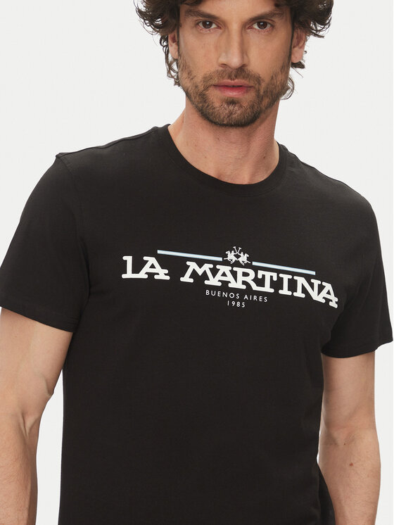 La Martina La Martina Футболка Aguer MAR304 JS206 Чорний Regular Fit