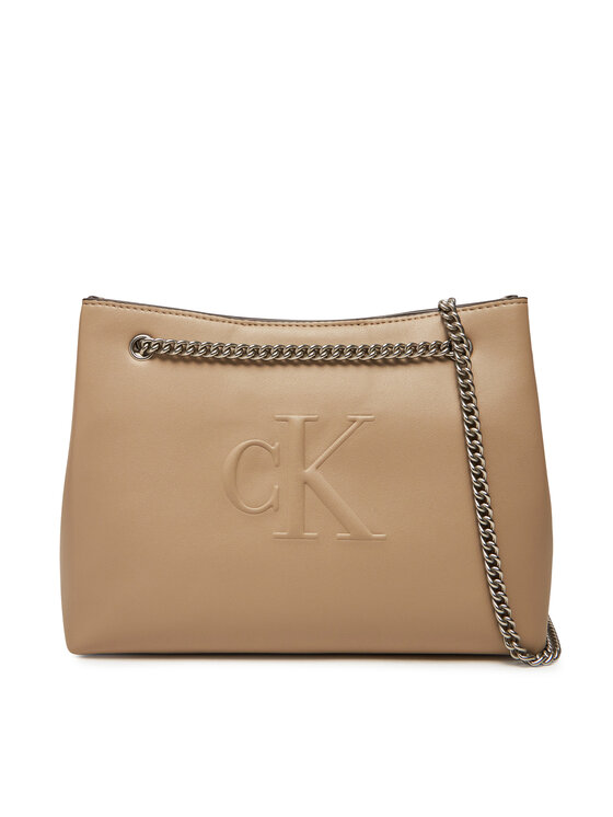 Calvin Klein Jeans Torebka Calvin Klein Jeans Sculpted Chain Shoulder Bag LV04K3163G Beżowy