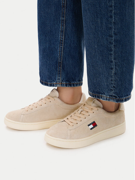 Tommy Jeans Sneakersy Tommy Jeans Logo Suede Archive EN02985 Béžová