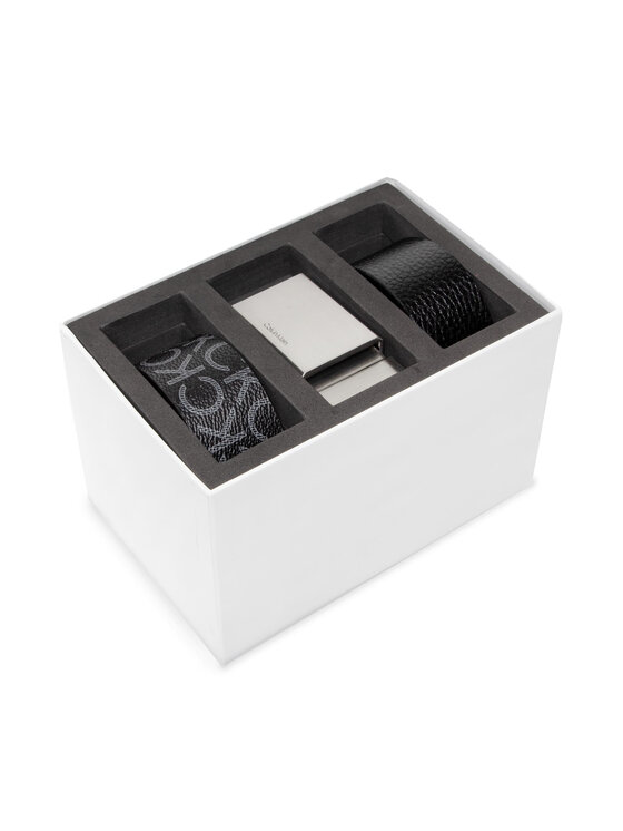 Calvin Klein Pánsky opasok Calvin Klein Ck Clean Plaque Belt Gs 2 Straps K50K507937 Čierna