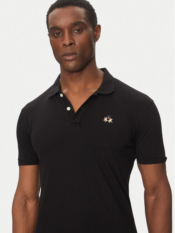 La Martina La Martina Поло Piquet CCMP02 PK001 Чорний Slim Fit