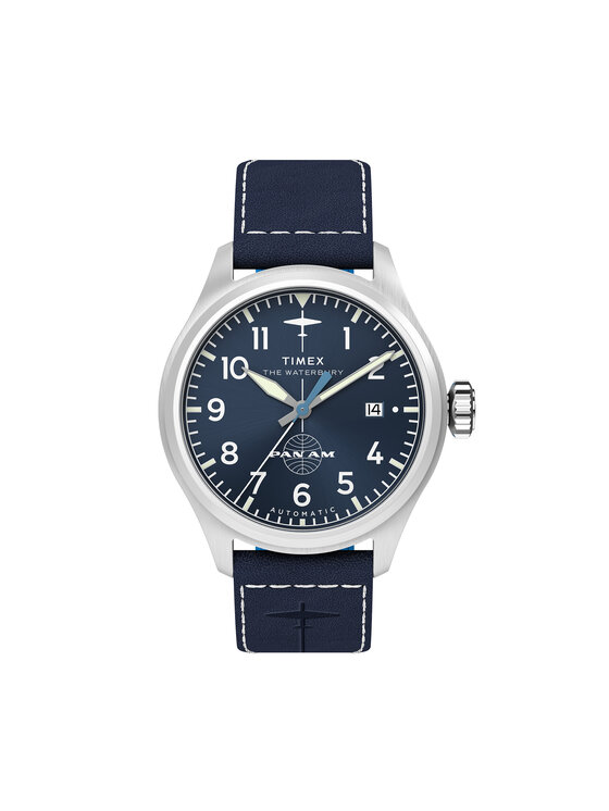 Timex Pulkstenis Timex Timex x Pan Am® Waterbury Ace  TW2Y38800 Tumši zils