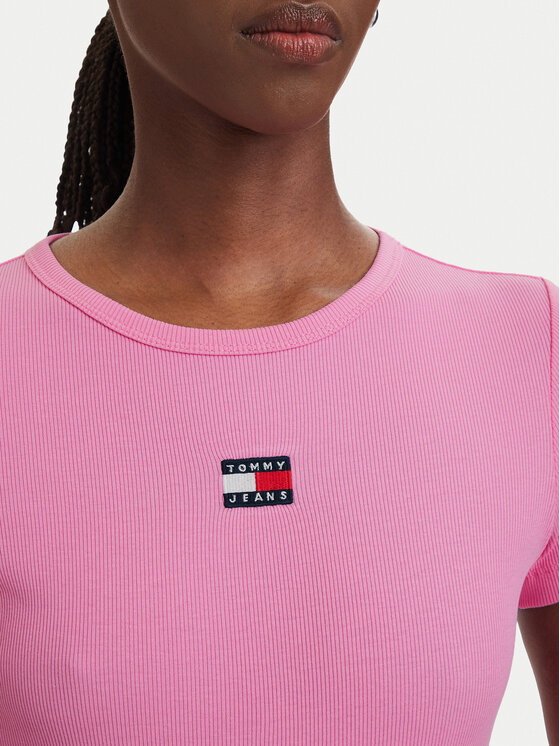 Tommy Jeans Tommy Jeans Camiseta Badge DW0DW17881 Rosa claro Slim Fit